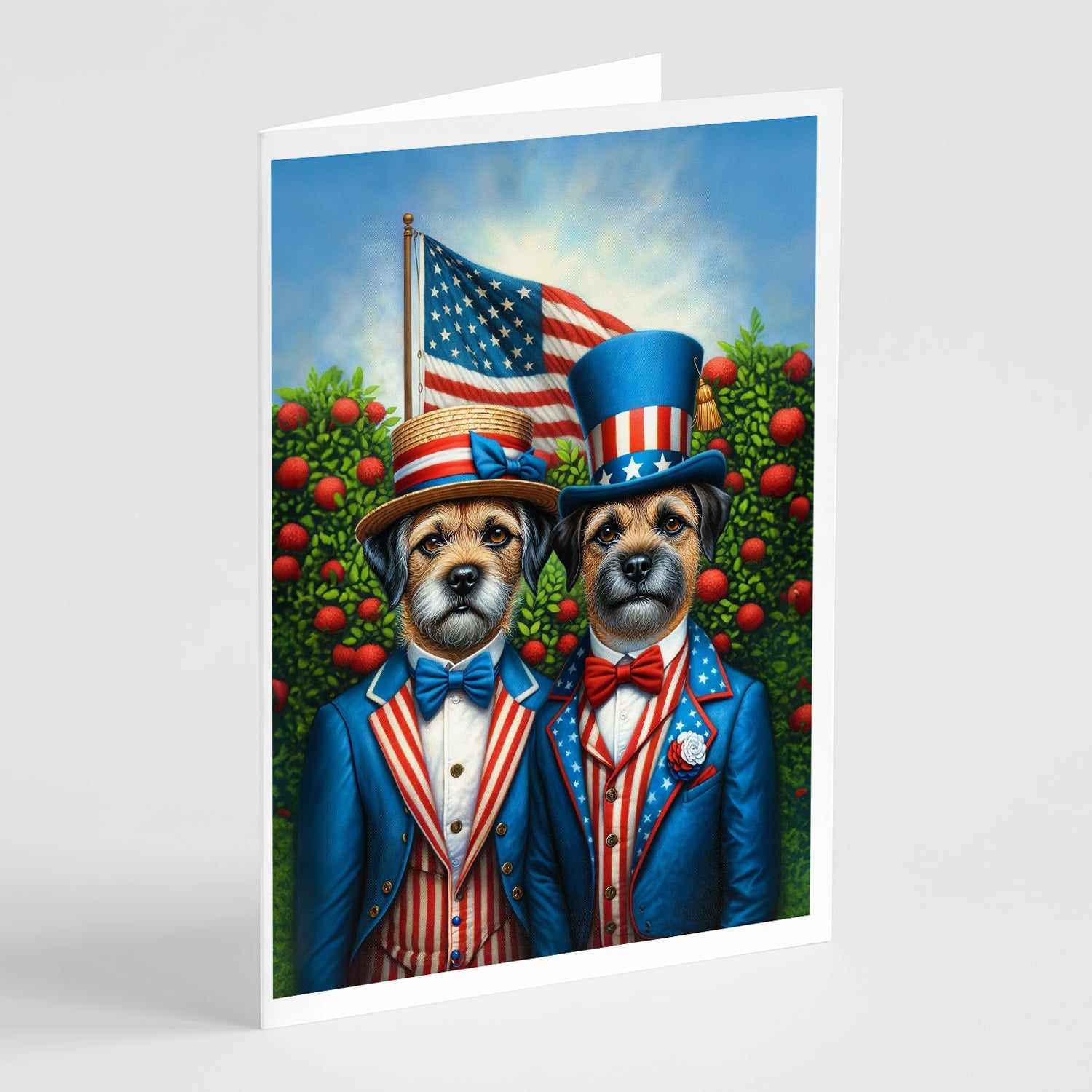 All American Border Terrier Greeting Cards Pack of 8 Blank Cards with Envelopes Whimsical A7 Size 5x7