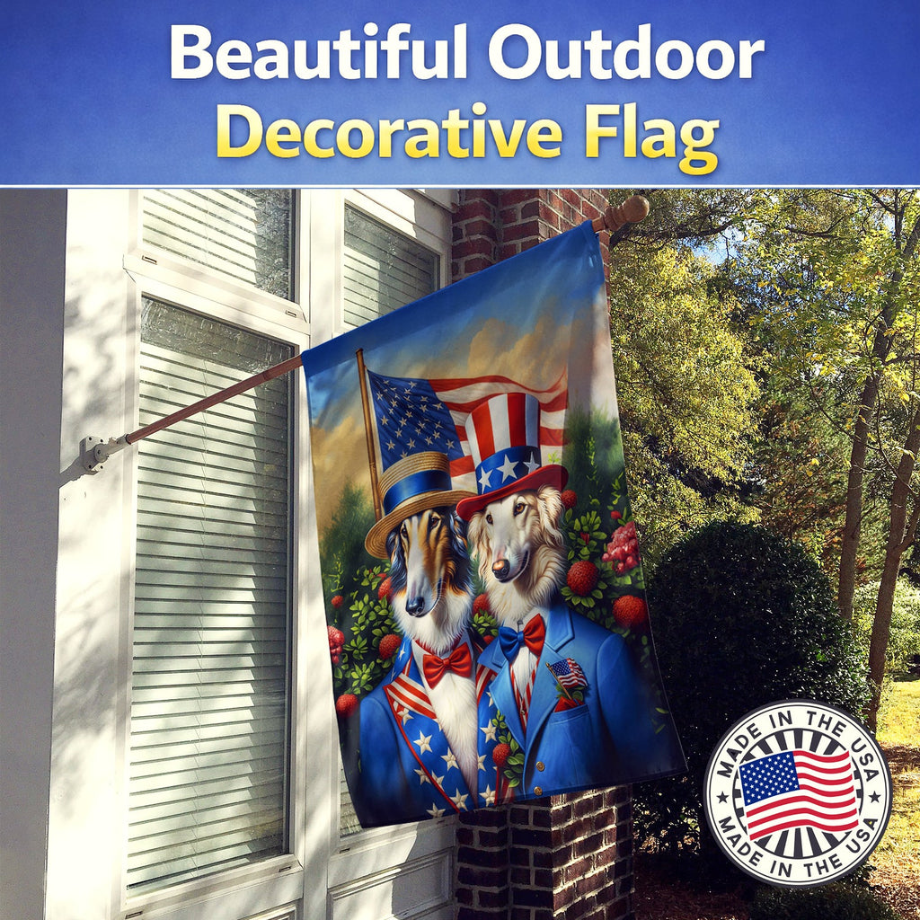 All American Borzoi House Flag 28x40 Porch Sleeve Pole Decorative Outside Yard Banner Artwork Wall Hanging, Polyester