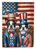All American Boston Terrier House Flag 28x40 Porch Sleeve Pole Decorative Outside Yard Banner Artwork Wall Hanging, Polyester