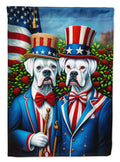 All American White Boxer House Flag 28x40 Porch Sleeve Pole Decorative Outside Yard Banner Artwork Wall Hanging, Polyester