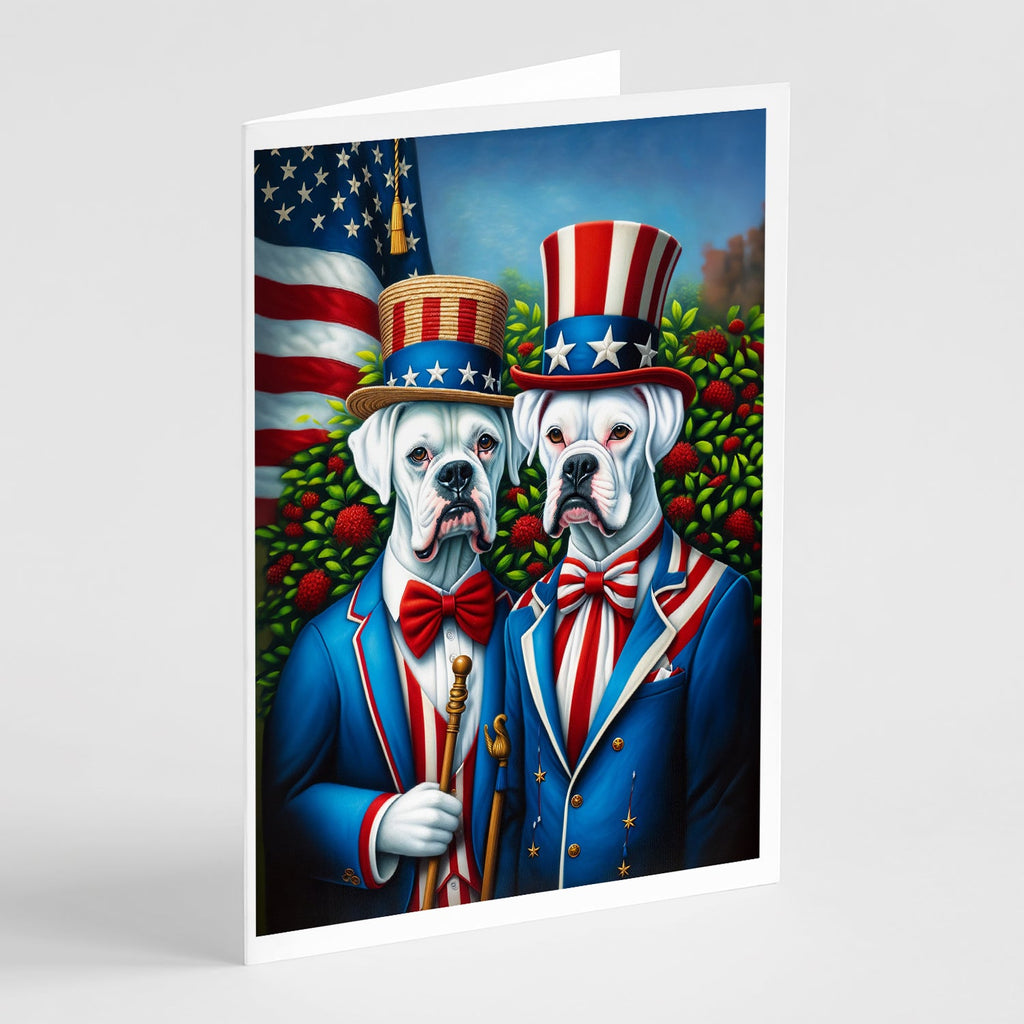 All American White Boxer Greeting Cards Pack of 8 Blank Cards with Envelopes Whimsical A7 Size 5x7