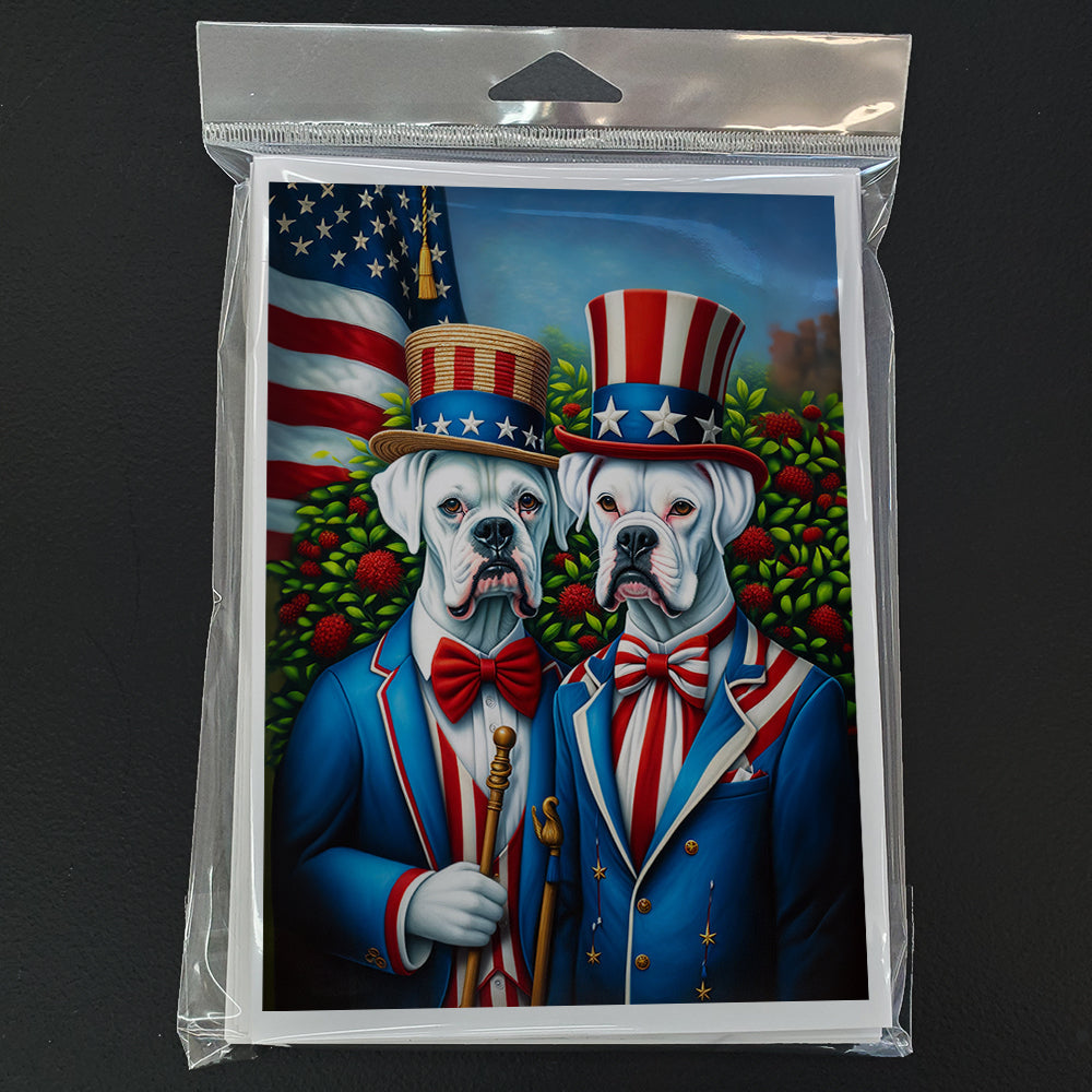 All American White Boxer Greeting Cards Pack of 8 Blank Cards with Envelopes Whimsical A7 Size 5x7