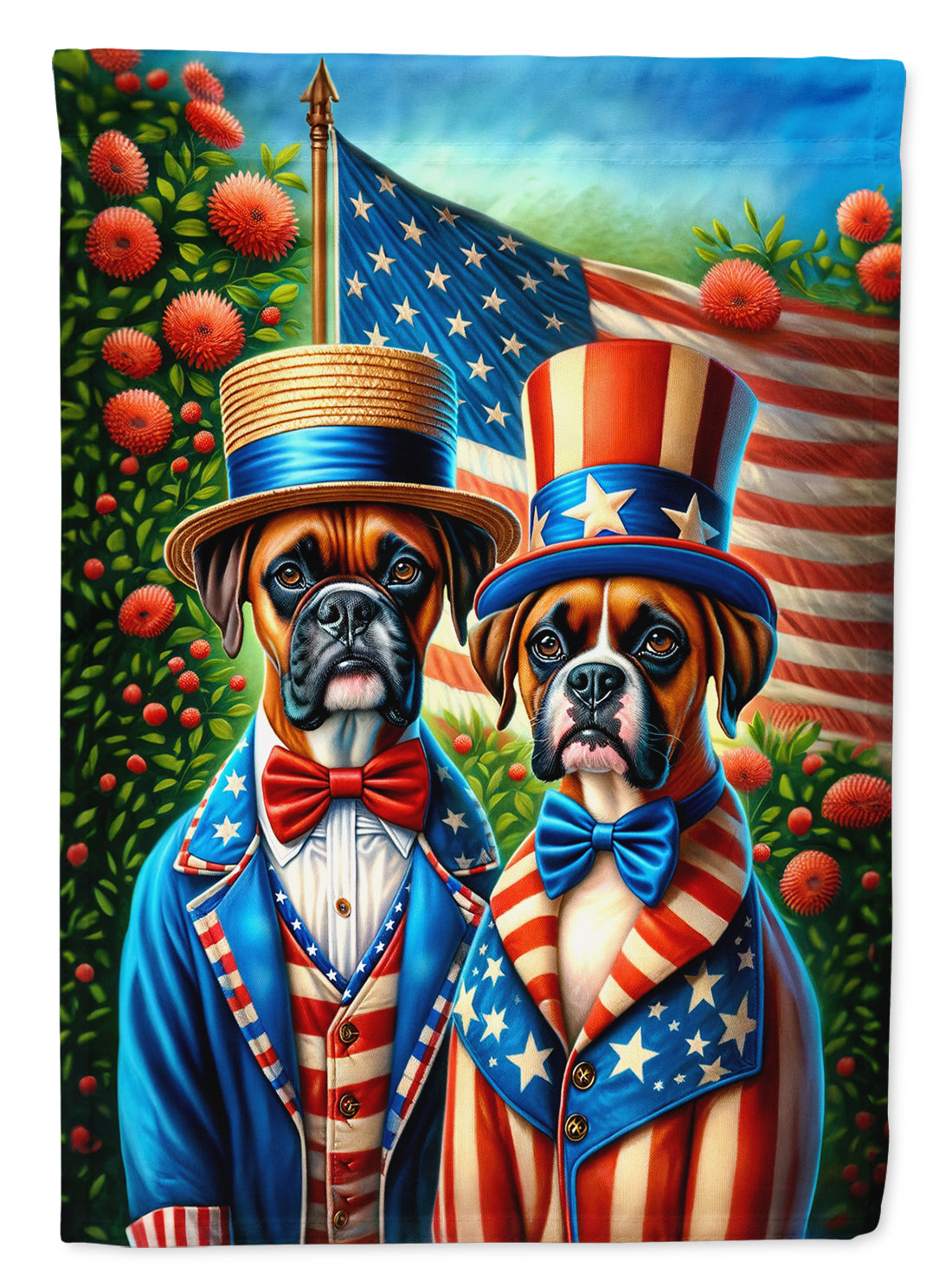 All American Boxer House Flag 28x40 Porch Sleeve Pole Decorative Outside Yard Banner Artwork Wall Hanging, Polyester