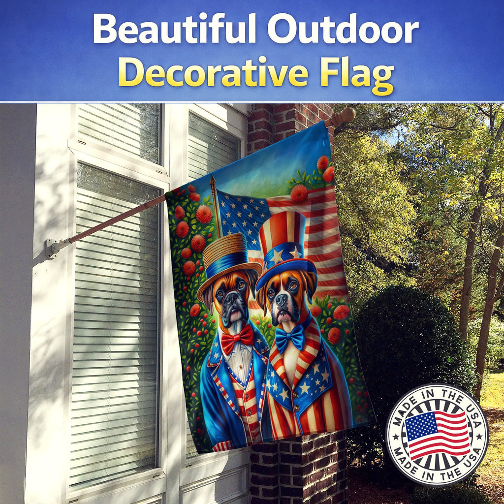 All American Boxer House Flag 28x40 Porch Sleeve Pole Decorative Outside Yard Banner Artwork Wall Hanging, Polyester