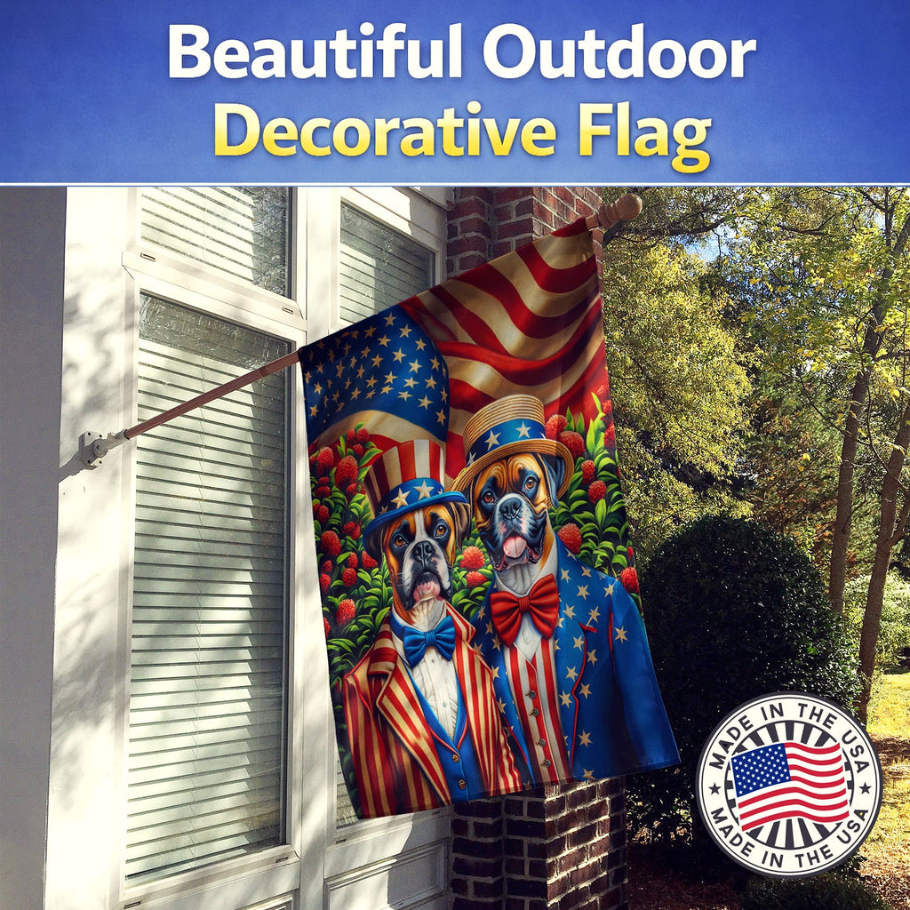 All American Boxer House Flag 28x40 Porch Sleeve Pole Decorative Outside Yard Banner Artwork Wall Hanging, Polyester
