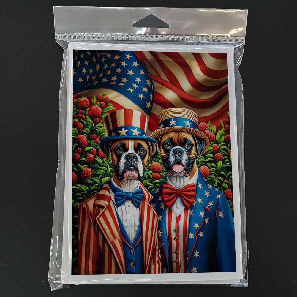 All American Boxer Greeting Cards Pack of 8 Blank Cards with Envelopes Whimsical A7 Size 5x7