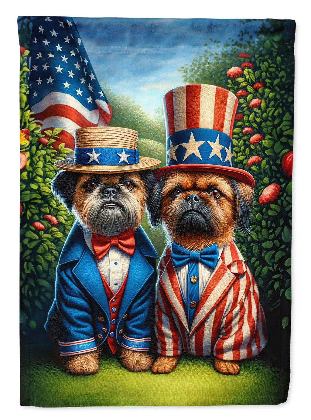 All American Brussels Griffon House Flag 28x40 Porch Sleeve Pole Decorative Outside Yard Banner Artwork Wall Hanging, Polyester