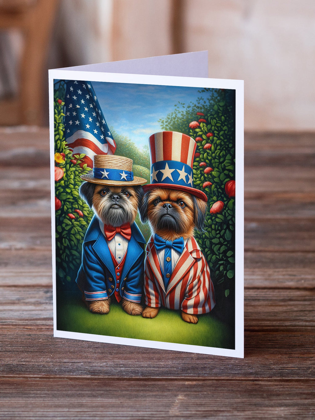 All American Brussels Griffon Greeting Cards Pack of 8 Blank Cards with Envelopes Whimsical A7 Size 5x7
