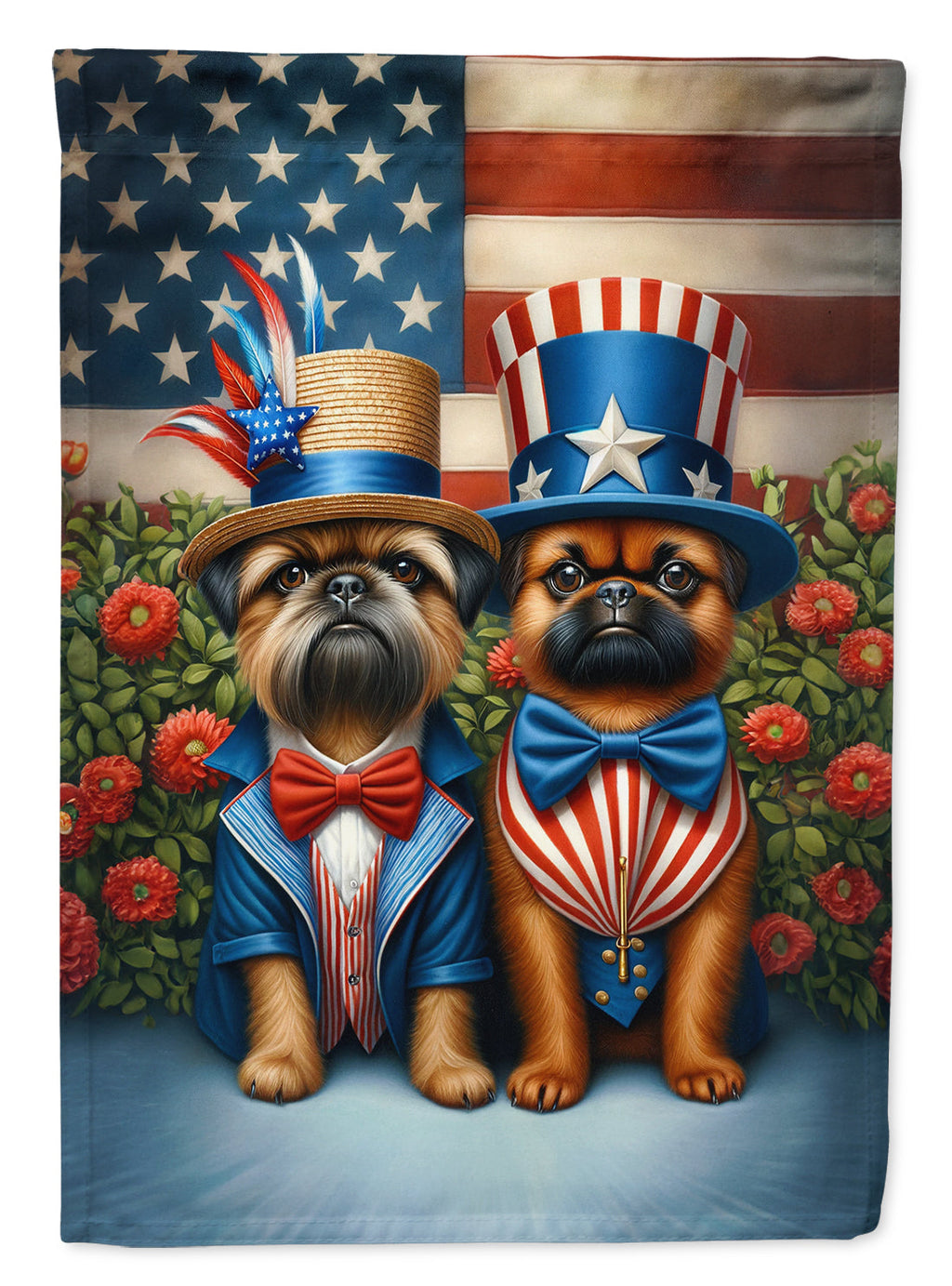 All American Brussels Griffon House Flag 28x40 Porch Sleeve Pole Decorative Outside Yard Banner Artwork Wall Hanging, Polyester