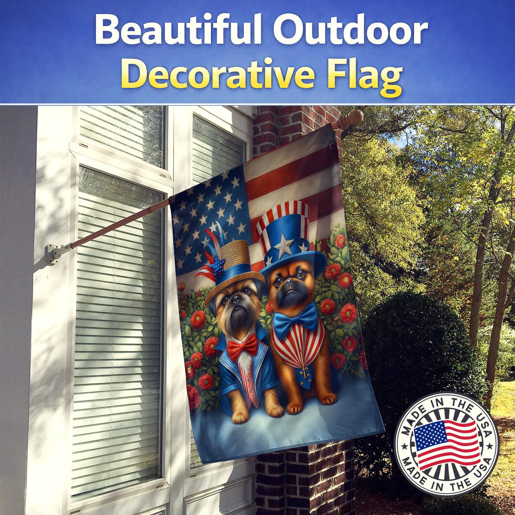 All American Brussels Griffon House Flag 28x40 Porch Sleeve Pole Decorative Outside Yard Banner Artwork Wall Hanging, Polyester