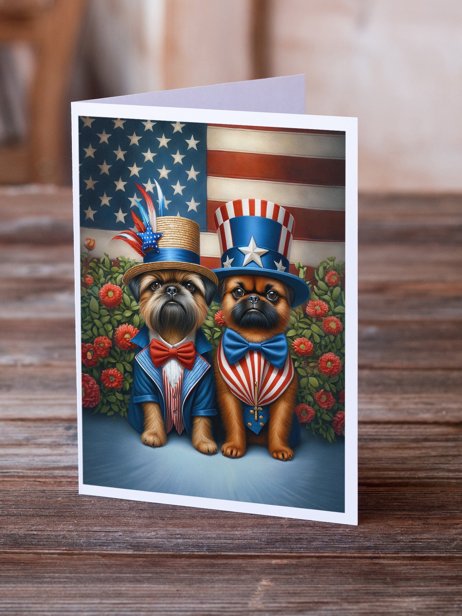 All American Brussels Griffon Greeting Cards Pack of 8 Blank Cards with Envelopes Whimsical A7 Size 5x7