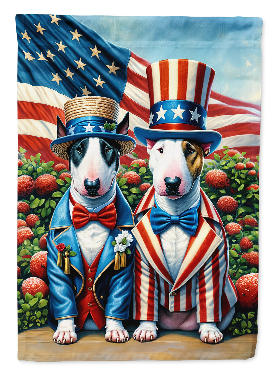 All American Bull Terrier House Flag 28x40 Porch Sleeve Pole Decorative Outside Yard Banner Artwork Wall Hanging, Polyester