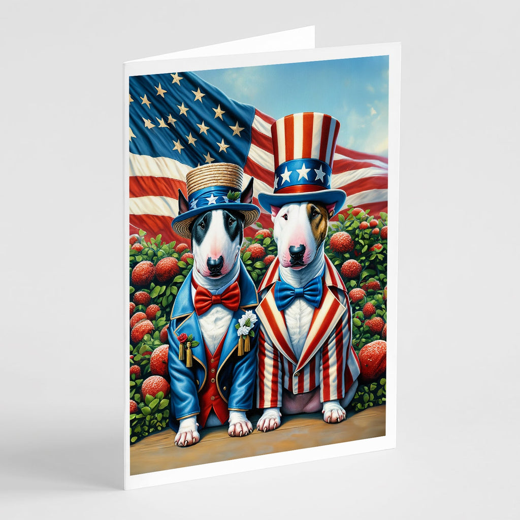 All American Bull Terrier Greeting Cards Pack of 8 Blank Cards with Envelopes Whimsical A7 Size 5x7