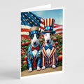 All American Bull Terrier Greeting Cards Pack of 8 Blank Cards with Envelopes Whimsical A7 Size 5x7