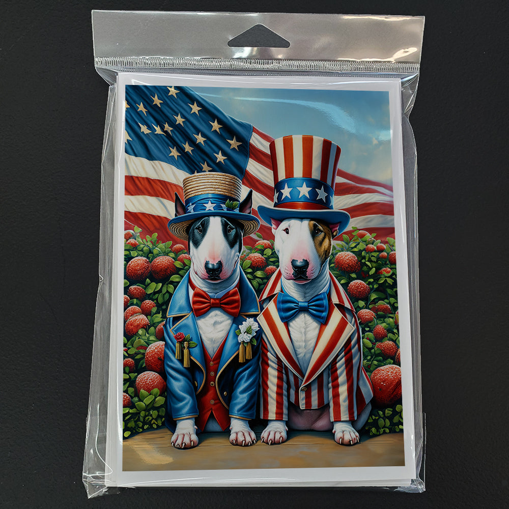 All American Bull Terrier Greeting Cards Pack of 8 Blank Cards with Envelopes Whimsical A7 Size 5x7