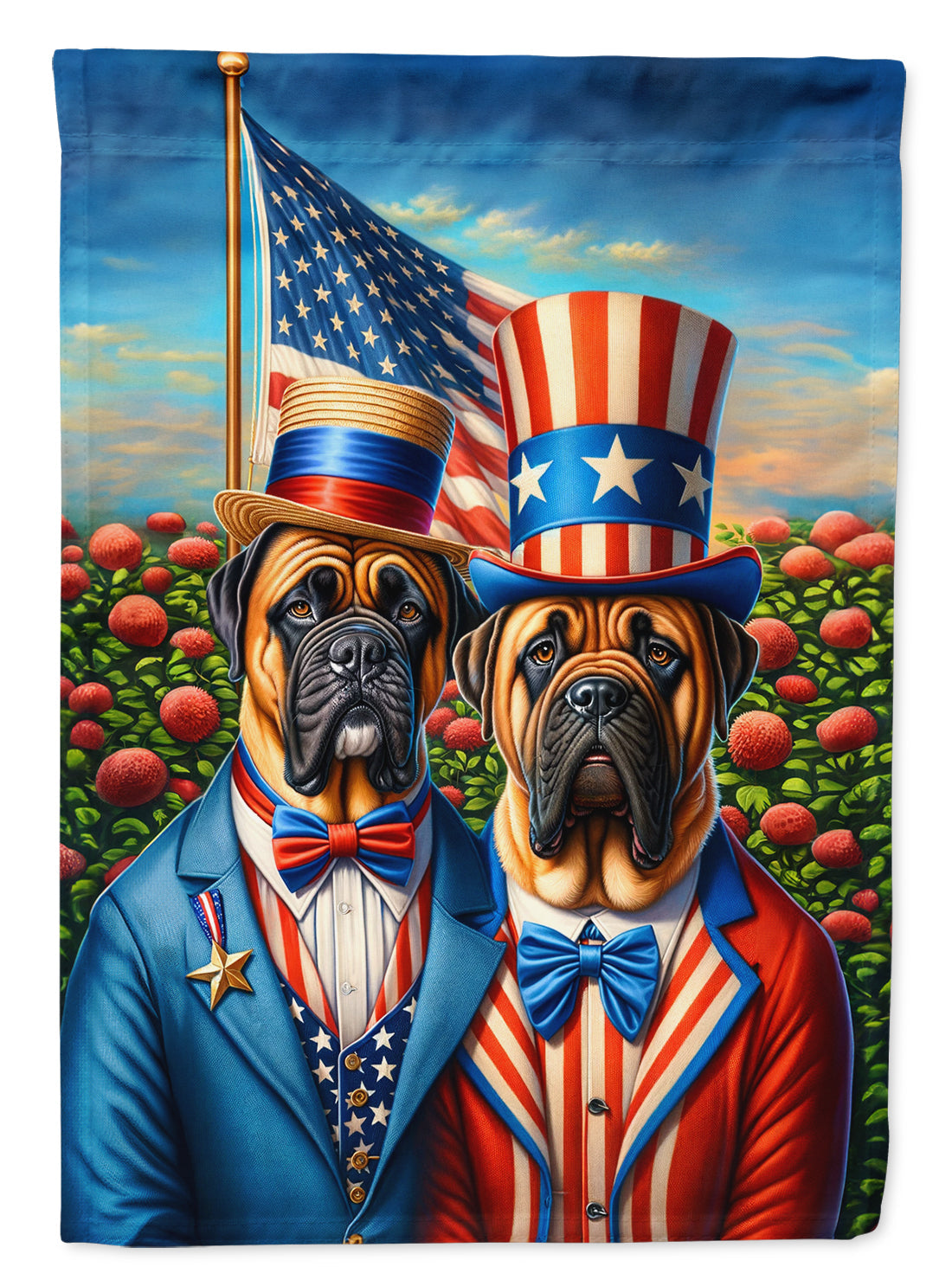 All American Bullmastiff House Flag 28x40 Porch Sleeve Pole Decorative Outside Yard Banner Artwork Wall Hanging, Polyester