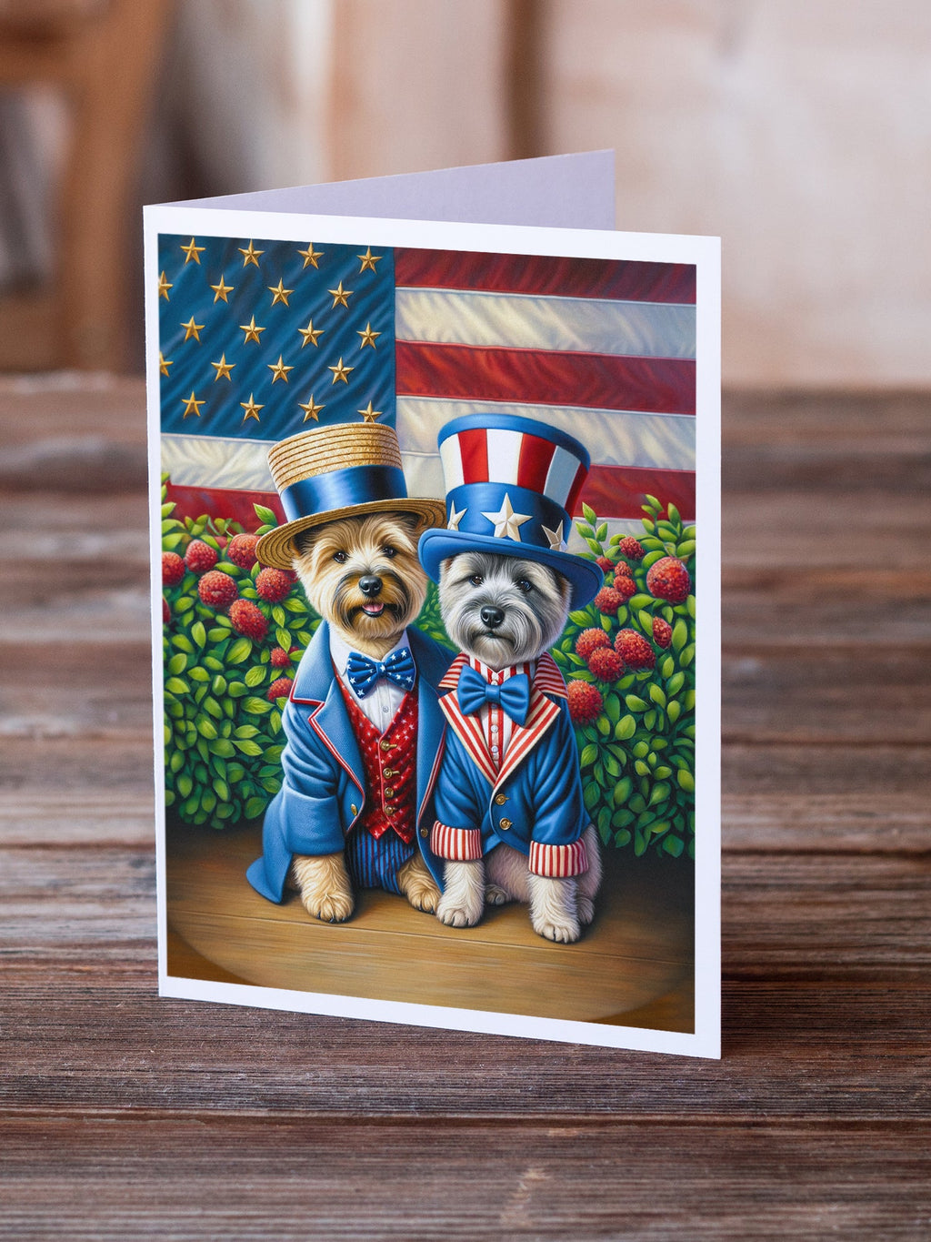 All American Cairn Terrier Greeting Cards Pack of 8 Blank Cards with Envelopes Whimsical A7 Size 5x7