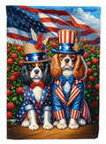 All American Cavalier Spaniel House Flag 28x40 Porch Sleeve Pole Decorative Outside Yard Banner Artwork Wall Hanging, Polyester