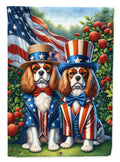 All American Cavalier Spaniel House Flag 28x40 Porch Sleeve Pole Decorative Outside Yard Banner Artwork Wall Hanging, Polyester