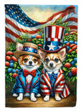 All American Chihuahua House Flag 28x40 Porch Sleeve Pole Decorative Outside Yard Banner Artwork Wall Hanging, Polyester