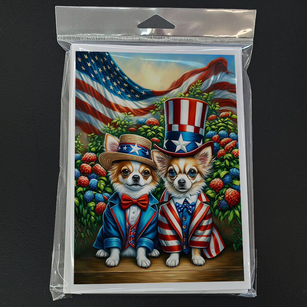 All American Chihuahua Greeting Cards Pack of 8 Blank Cards with Envelopes Whimsical A7 Size 5x7