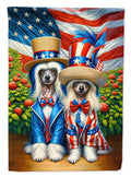 All American Chinese Crested House Flag 28x40 Porch Sleeve Pole Decorative Outside Yard Banner Artwork Wall Hanging, Polyester