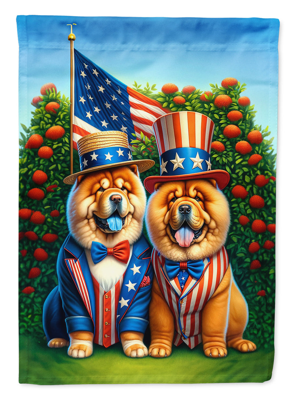 All American Chow Chow House Flag 28x40 Porch Sleeve Pole Decorative Outside Yard Banner Artwork Wall Hanging, Polyester