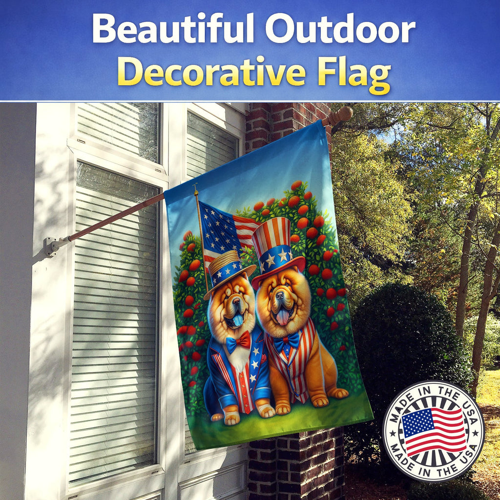 All American Chow Chow House Flag 28x40 Porch Sleeve Pole Decorative Outside Yard Banner Artwork Wall Hanging, Polyester