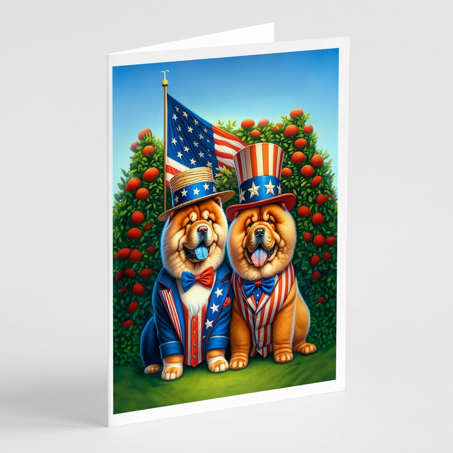 All American Chow Chow Greeting Cards Pack of 8 Blank Cards with Envelopes Whimsical A7 Size 5x7