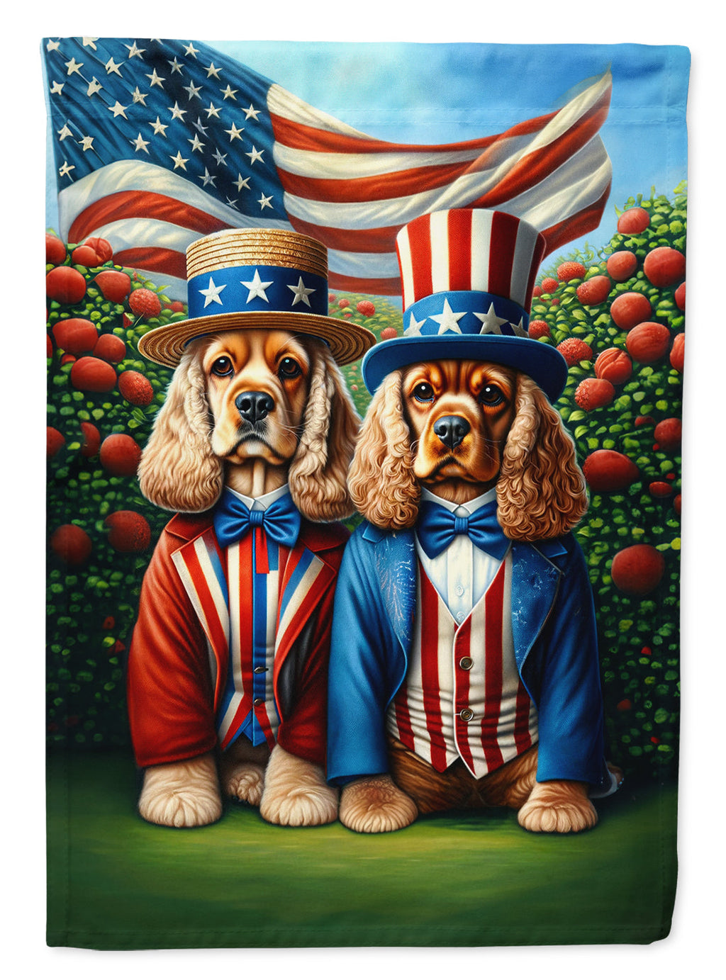 All American Cocker Spaniel House Flag 28x40 Porch Sleeve Pole Decorative Outside Yard Banner Artwork Wall Hanging, Polyester