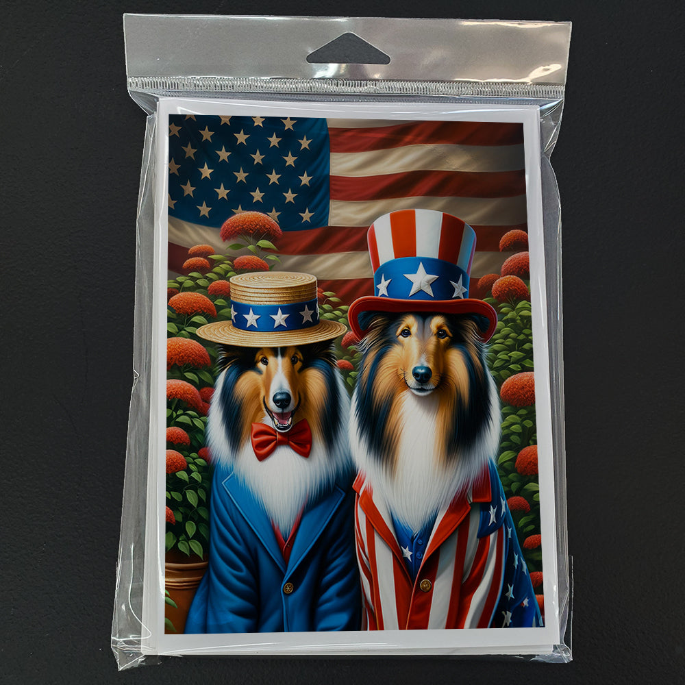 All American Collie Greeting Cards Pack of 8 Blank Cards with Envelopes Whimsical A7 Size 5x7