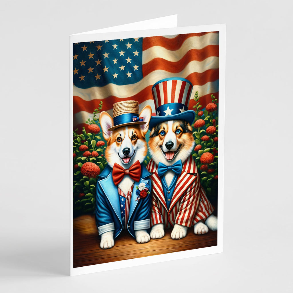 All American Corgi Greeting Cards Pack of 8 Blank Cards with Envelopes Whimsical A7 Size 5x7