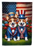 All American Corgi House Flag 28x40 Porch Sleeve Pole Decorative Outside Yard Banner Artwork Wall Hanging, Polyester