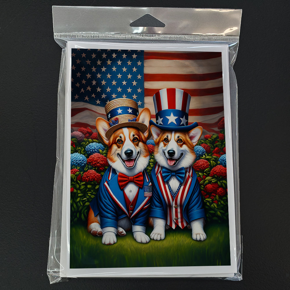 All American Corgi Greeting Cards Pack of 8 Blank Cards with Envelopes Whimsical A7 Size 5x7