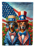 All American Dachshund House Flag 28x40 Porch Sleeve Pole Decorative Outside Yard Banner Artwork Wall Hanging, Polyester