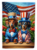 All American Dachshund House Flag 28x40 Porch Sleeve Pole Decorative Outside Yard Banner Artwork Wall Hanging, Polyester