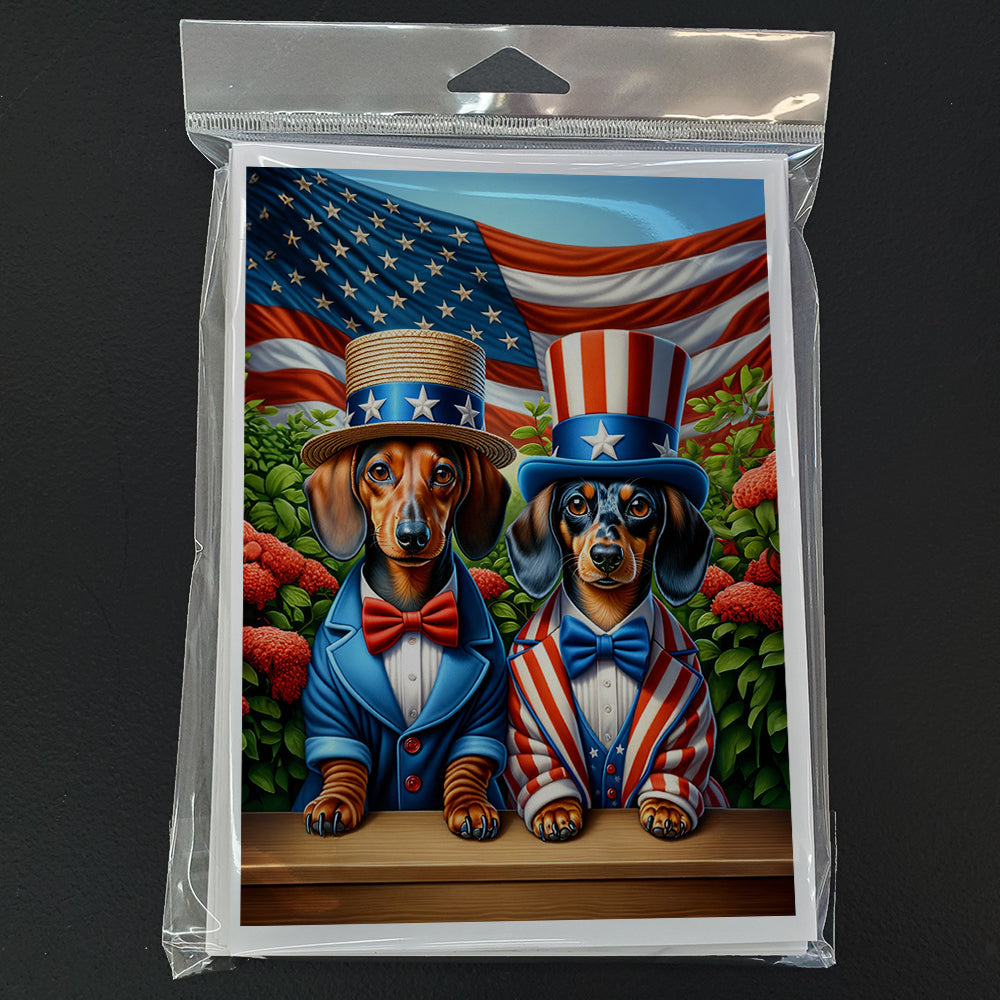 All American Dachshund Greeting Cards Pack of 8 Blank Cards with Envelopes Whimsical A7 Size 5x7