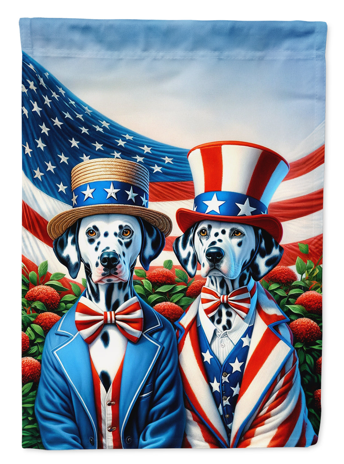 All American Dalmatian House Flag 28x40 Porch Sleeve Pole Decorative Outside Yard Banner Artwork Wall Hanging, Polyester
