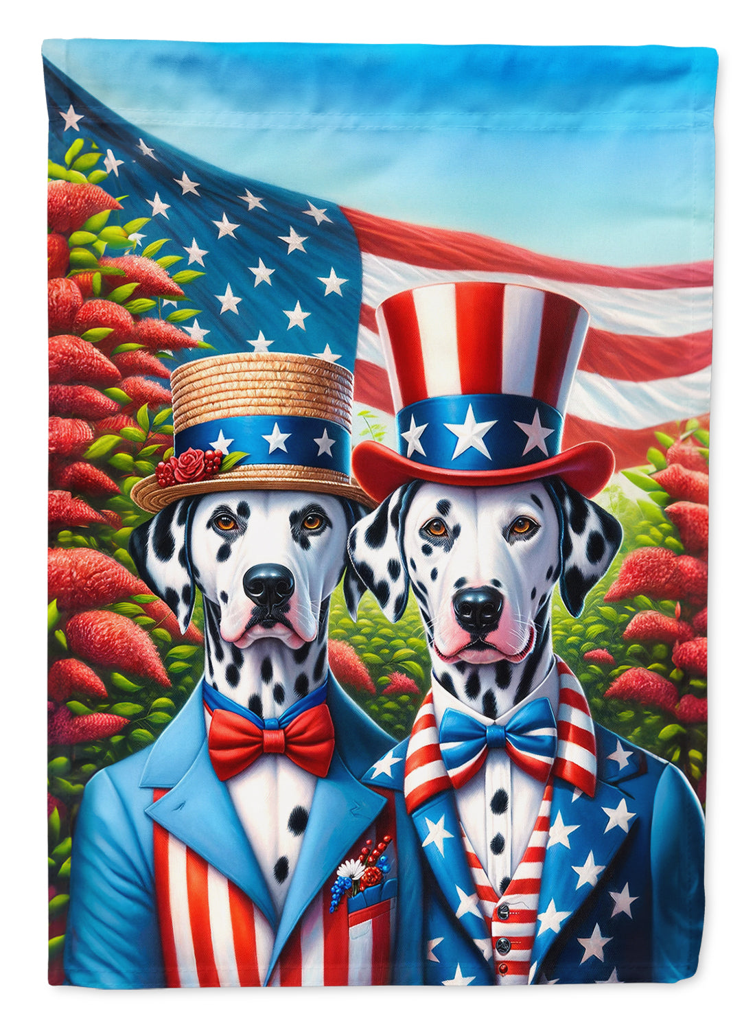 All American Dalmatian House Flag 28x40 Porch Sleeve Pole Decorative Outside Yard Banner Artwork Wall Hanging, Polyester