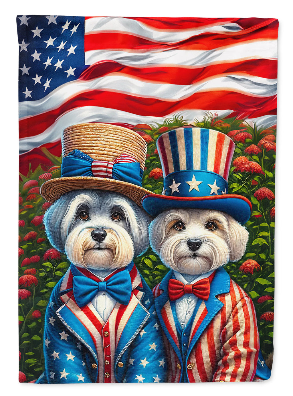 All American Dandie Dinmont Terrier House Flag 28x40 Porch Sleeve Pole Decorative Outside Yard Banner Artwork Wall Hanging, Polyester