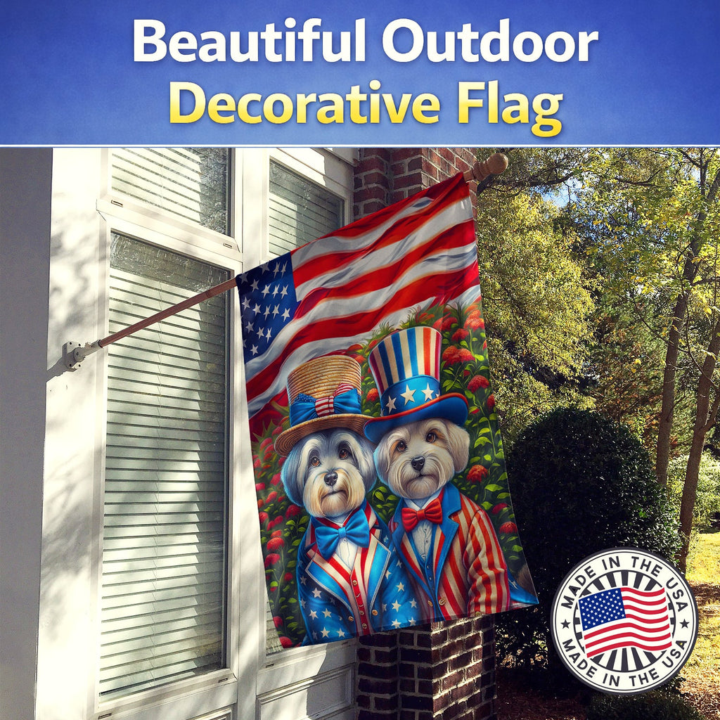 All American Dandie Dinmont Terrier House Flag 28x40 Porch Sleeve Pole Decorative Outside Yard Banner Artwork Wall Hanging, Polyester