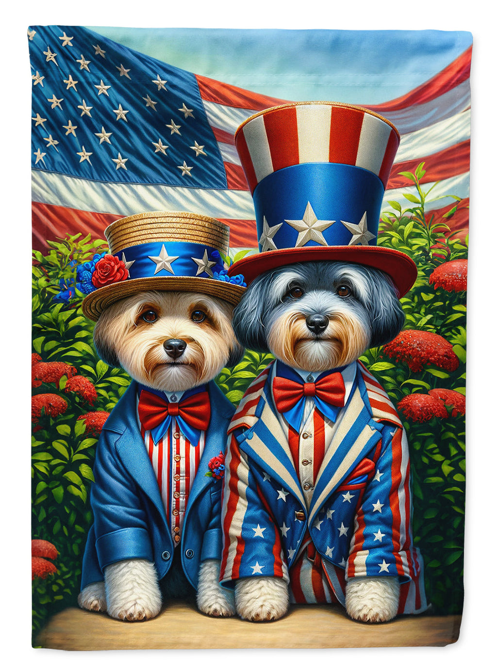 All American Dandie Dinmont Terrier House Flag 28x40 Porch Sleeve Pole Decorative Outside Yard Banner Artwork Wall Hanging, Polyester