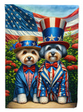 All American Dandie Dinmont Terrier House Flag 28x40 Porch Sleeve Pole Decorative Outside Yard Banner Artwork Wall Hanging, Polyester