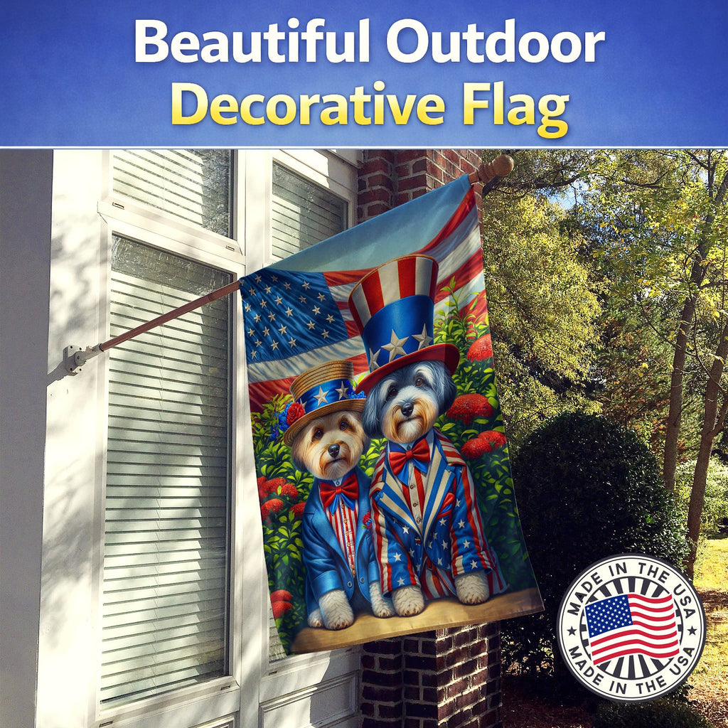 All American Dandie Dinmont Terrier House Flag 28x40 Porch Sleeve Pole Decorative Outside Yard Banner Artwork Wall Hanging, Polyester