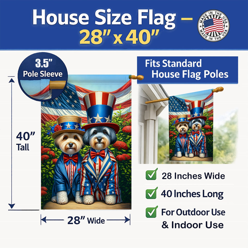 All American Dandie Dinmont Terrier House Flag 28x40 Porch Sleeve Pole Decorative Outside Yard Banner Artwork Wall Hanging, Polyester
