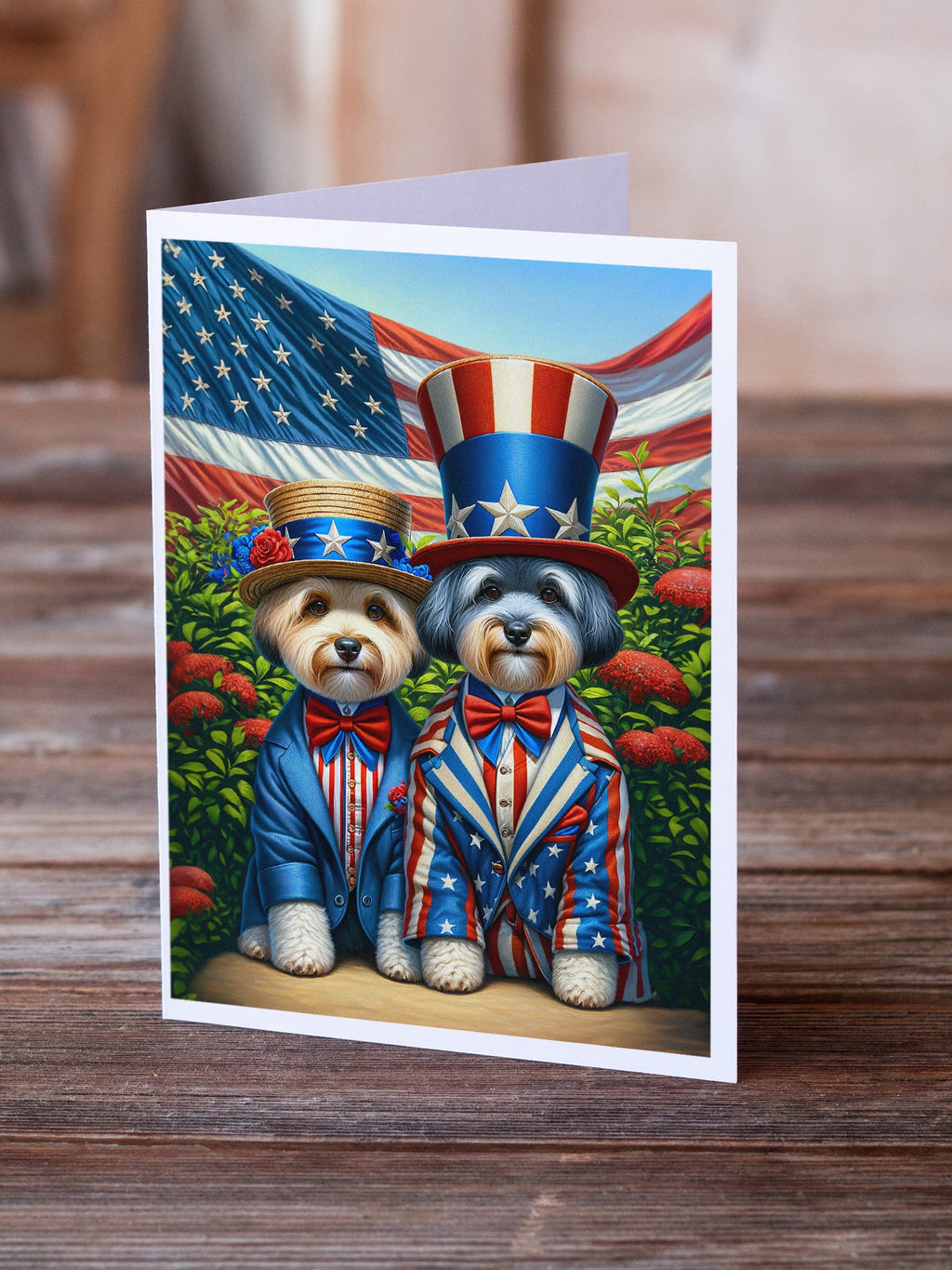 All American Dandie Dinmont Terrier Greeting Cards Pack of 8 Blank Cards with Envelopes Whimsical A7 Size 5x7