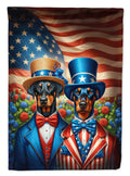 All American Doberman Pinscher House Flag 28x40 Porch Sleeve Pole Decorative Outside Yard Banner Artwork Wall Hanging, Polyester