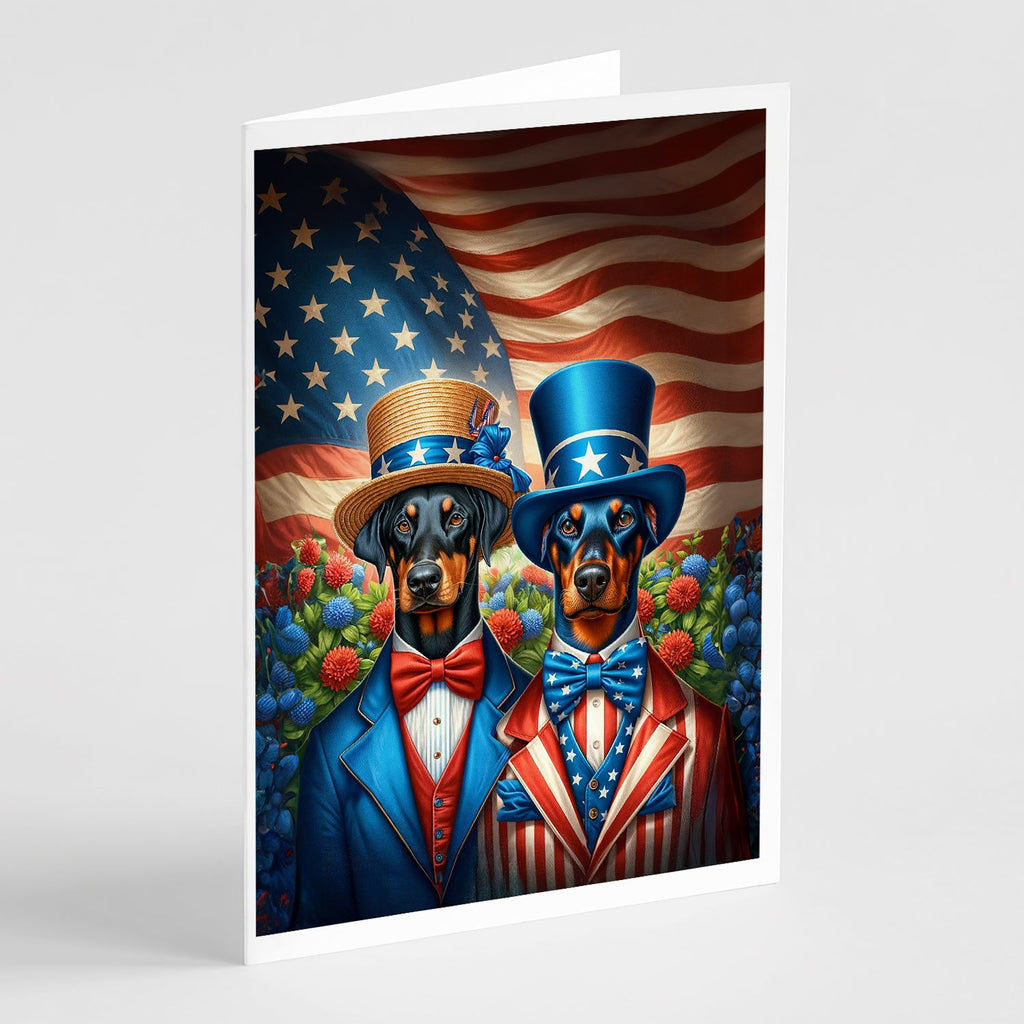 All American Doberman Pinscher Greeting Cards Pack of 8 Blank Cards with Envelopes Whimsical A7 Size 5x7