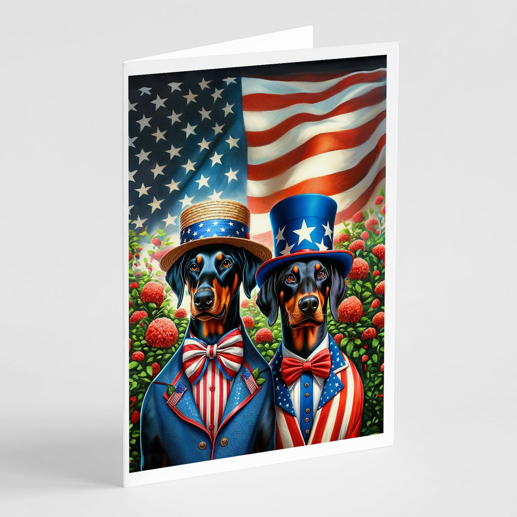 All American Doberman Pinscher Greeting Cards Pack of 8 Blank Cards with Envelopes Whimsical A7 Size 5x7