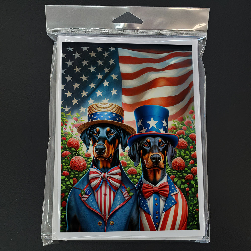 All American Doberman Pinscher Greeting Cards Pack of 8 Blank Cards with Envelopes Whimsical A7 Size 5x7